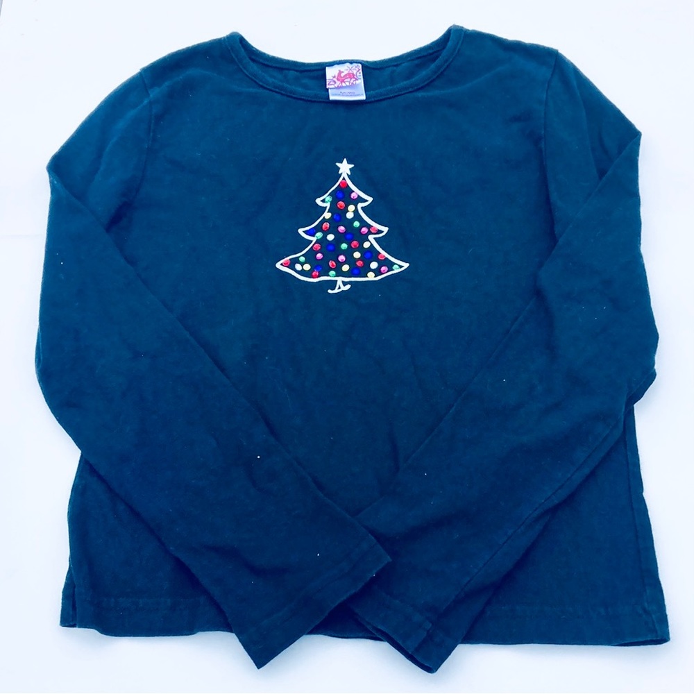 Kid’s Black Long Sleeved Christmas Shirt Size Medium